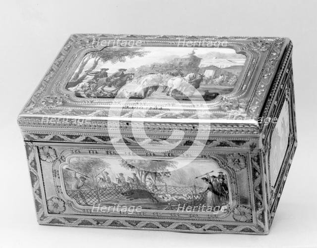 Snuffbox with hunting scene, 1760-62. Creator: Unknown.