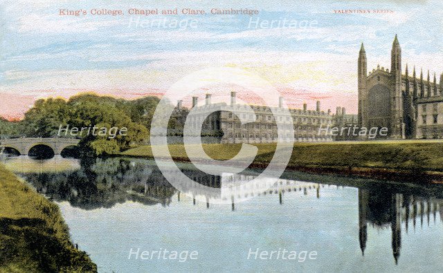 King's College, King's College Chapel and Clare College, Cambridge, early 20th century. Artist: Unknown