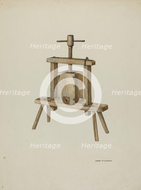 Cider Press, c. 1940. Creator: Harry Mann Waddell.