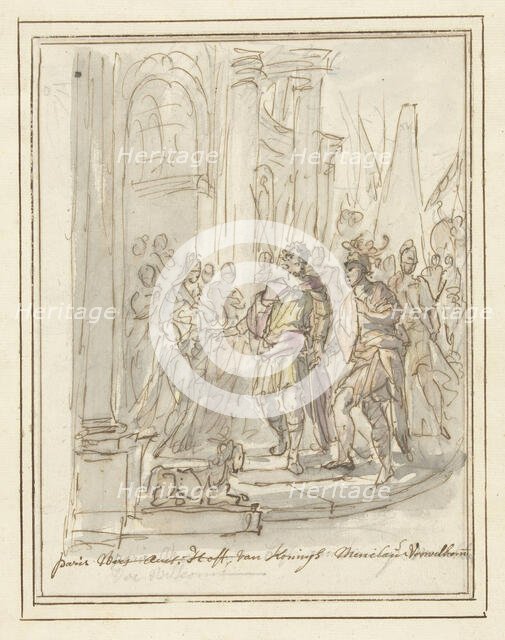 Paris is welcomed at the court of Menelaus, 1677-1755. Creator: Elias van Nijmegen.