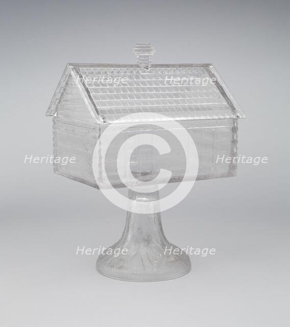 Log Cabin pattern covered compote, c. 1875. Creator: Central Glass Company.
