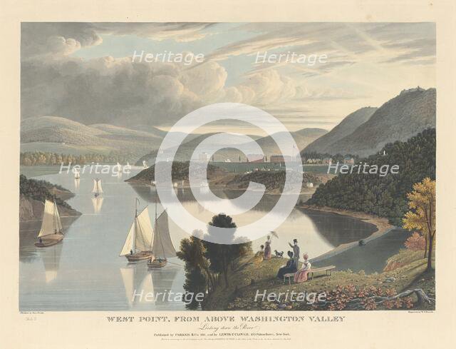 West Point, from above Washington Valley: Looking down the River, published 1834. Creator: William James Bennett.