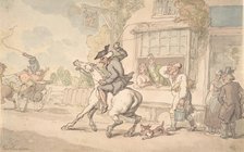 Dr. Syntax with a Balky Horse Before an Inn, 18th-19th century. Creator: Thomas Rowlandson.