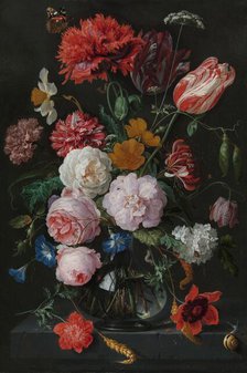 Still Life with Flowers in a Glass Vase, 1650-1683. Creator: Jan Davidsz de Heem.