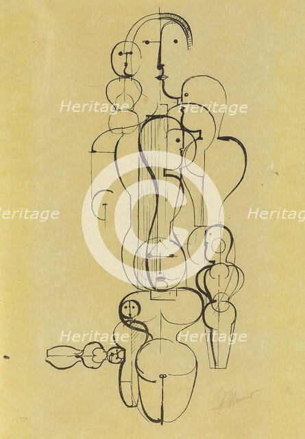 Concentric Group: Figure Plan K1 (Konzentrische Gruppe: Figurenplan K1), 1922. Creator: Schlemmer, Oskar (1888-1943).