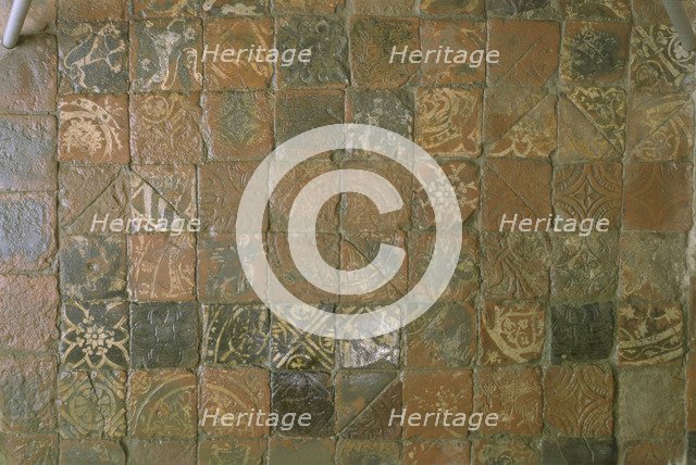 Tiled floor at Wenlock Priory, Much Wenlock, Shropshire, 1998. Artist: J Bailey