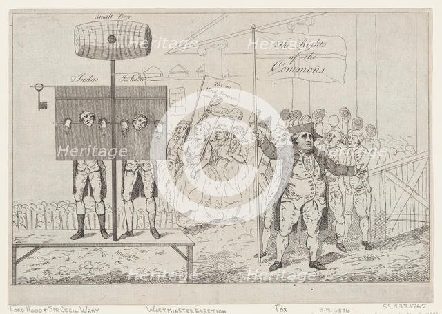 Sir Cecil Wray in the Pillory, May 7, 1784., May 7, 1784. Creator: Thomas Rowlandson.
