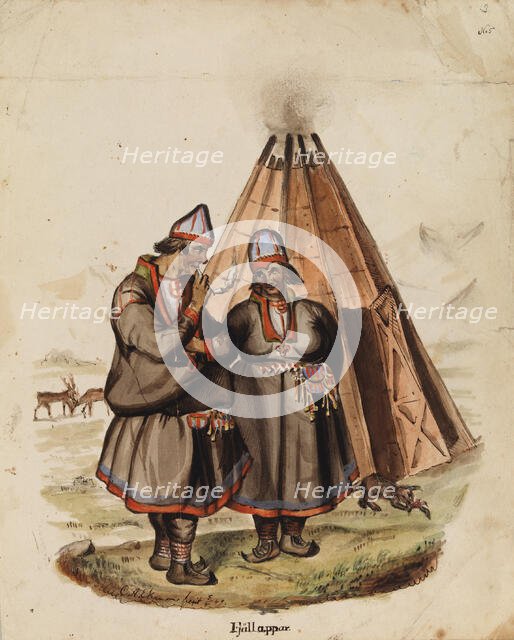 Two Samis, 1849. Creator: Karl Anders Ekman.