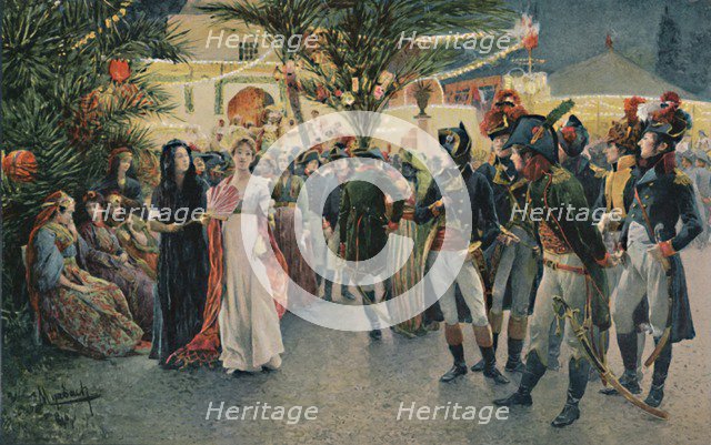 'Bonaparte, Kleber, Eugène De Beauharnais, Lasalle and Junot at the Tivoli Garden in Cairo', 1896. Artist: Unknown.