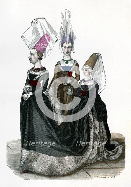 Princess and ladies in waiting, 1470 (1882-1884).Artist: Gautier