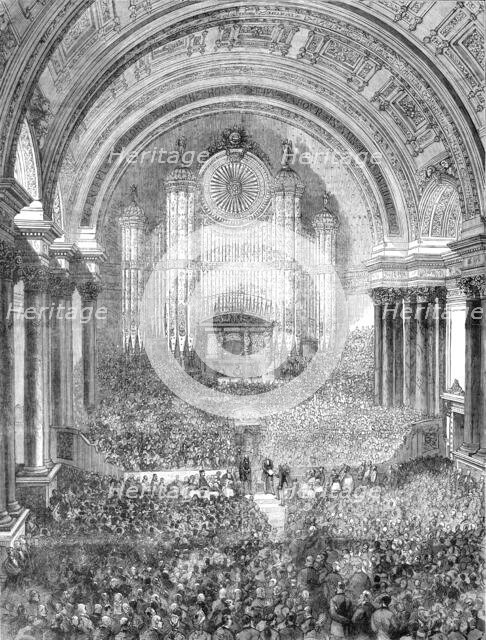 Mr. Gladstone at Leeds: interior of the Victoria Hall, Leeds Townhall - Presenting Addresses, 1881. Creator: Unknown.