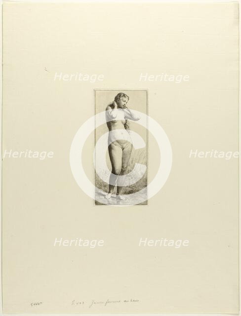 Young Woman Bathing, c. 1866. Creator: Charles Emile Jacque.