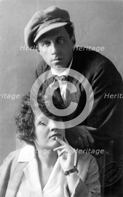 Russian theatre directo Vsevolod Meyerhold and his wife, actress Zinaida Raikh, early 1920s. Artist: Unknown