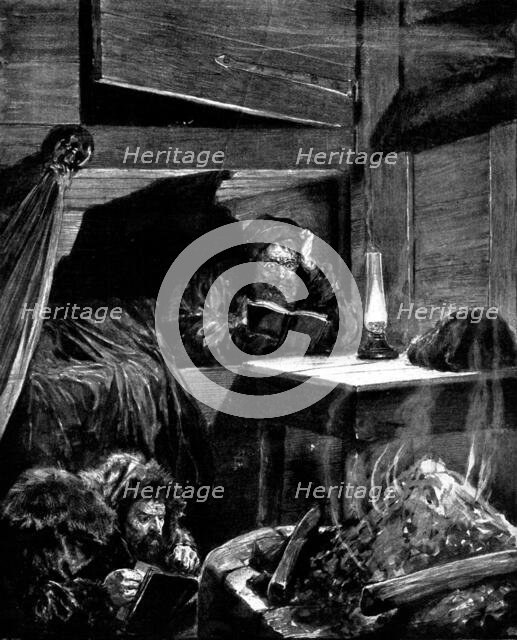 The Seventh Man: The Gaffer...reading by the light of a smoky and evil-smelling lamp, 1898. Creators: Unknown, Richard Caton Woodville II.