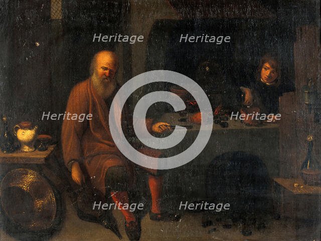 An alchemist in his laboratory, c1640s. Creator: David Ryckaert III.