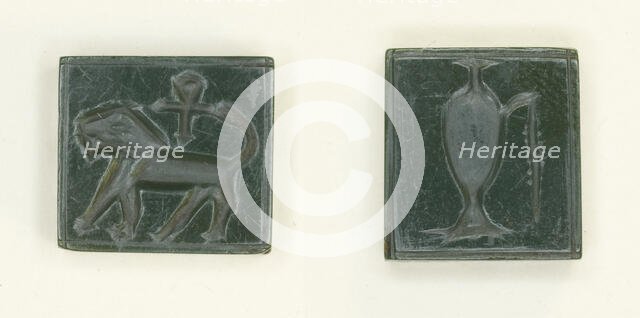 Plaque: Lion and Ankh/Libation Vessel, Egypt, New Kingdom, Dynasties 18-20 (about 1550 -1069 BCE). Creator: Unknown.