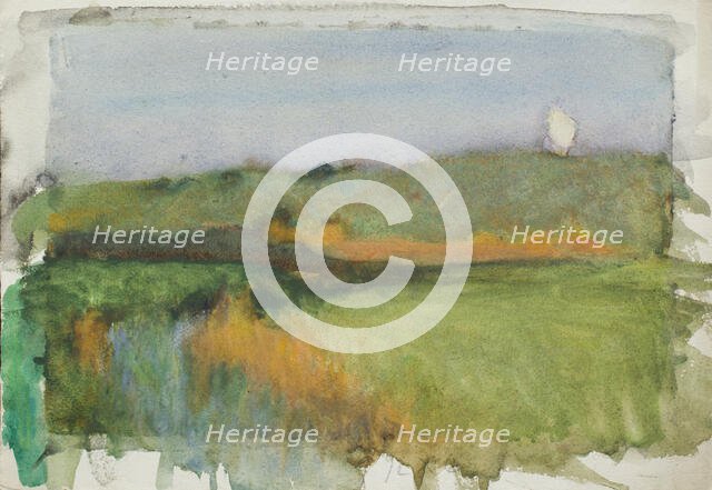 Landscape study with a low sun,  c1875-1944. Creator: George Clausen.