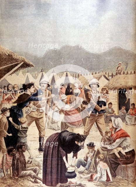 Boer women and children in a British concentration camp in the Transvaal, Boer War, 1901. Artist: Unknown