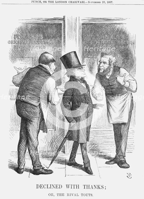 'Declined with Thanks; or The Rival Touts', 1867. Artist: John Tenniel