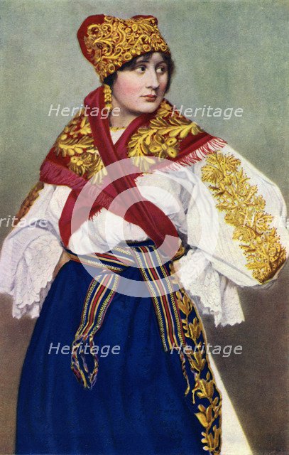 Peasant woman in national dress, Czechoslovakia, 1922. Artist: Unknown