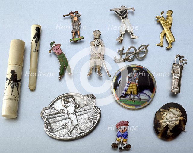 Selection of golfing brooches, c1915-1939. Artist: Unknown