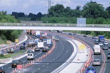 Contraflow system on M27 motorway. Artist: Unknown.