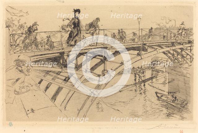 Bridge of Arts (Le pont des Arts), 1890. Creator: Auguste Lepere.