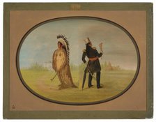 Assinneboine Chief before and after Civilization, 1861/1869. Creator: George Catlin.