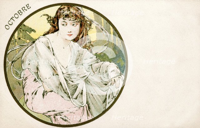'October', 1900. Artist: Alphonse Mucha