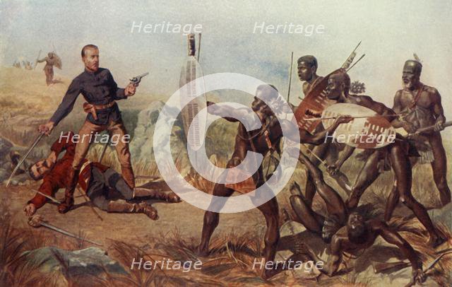 'Lieutenants Melvill and Coghill (24th Regiment) Dying to Save the Queen's Colours', 1900. Creator: Charles Edwin Fripp.