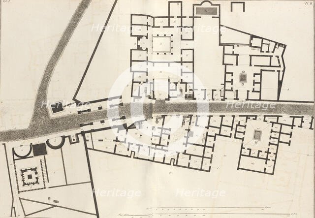 Large plan of the entrance of the town of Pompeii, and its surrounding buildings, from Ant..., 1804. Creator: Francesco Piranesi.