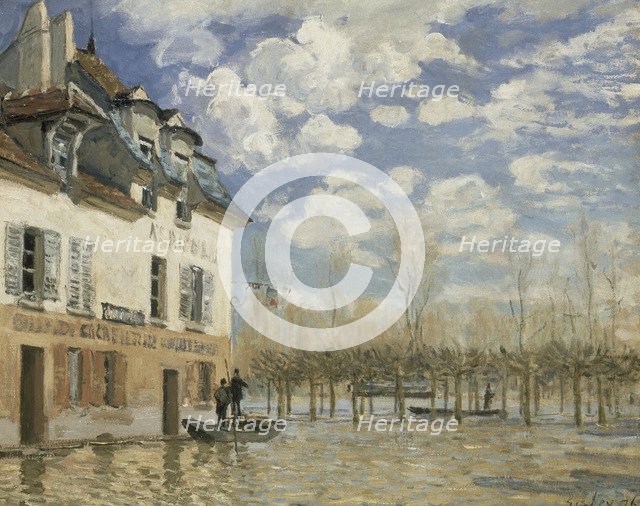 Boat in the Flood at Port Marly, c. 1876. Artist: Sisley, Alfred (1839-1899)
