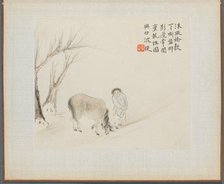 Album of Landscape Paintings Illustrating Old Poems: A Man and a Horse by a Stream, 1700s. Creator: Hua Yan (Chinese, 1682-about 1765).