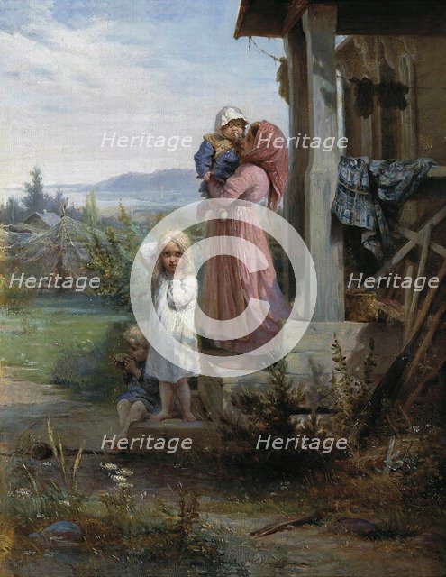 Morning in a village, 1880s. Artist: Koshelev, Nikolai Andreyevich (1840-1918)