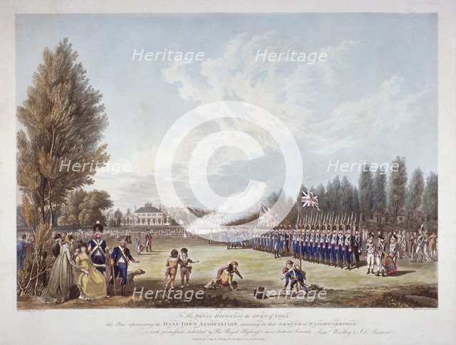 The Hans-Town Association exercising at their ground in Knightsbridge, London, 1799. Artist: Joseph Constantine Stadler