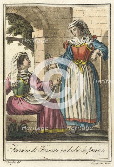 Costumes de Différents Pays, 'Femmes de Frascati en Habit de Parure', c1797. Creators: Jacques Grasset de Saint-Sauveur, LF Labrousse.