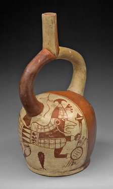 Stirrup Spout Vessel with Fineline Fox Warrior Motif, 100 B.C./A.D. 500. Creator: Unknown.