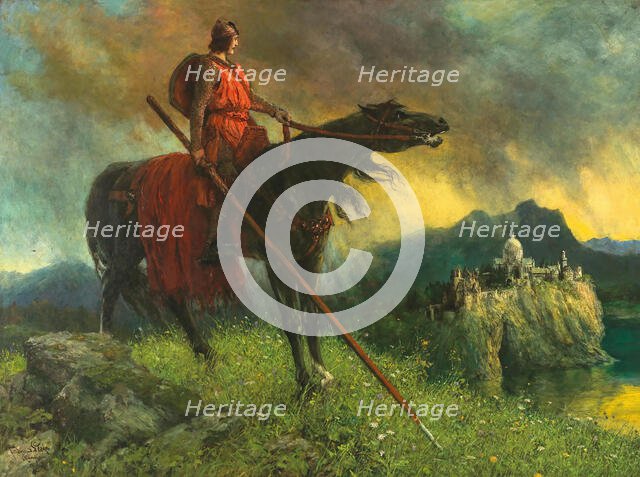 Parsifal on the Way to the Grail Castle, 1920. Creator: Leeke, Ferdinand (1859-1937).