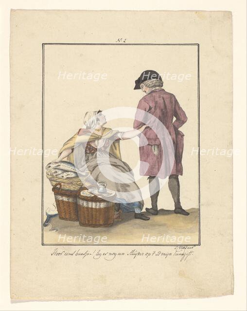 Fish seller and customer, 1803-c.1899.  Creator: J. Enklaar.
