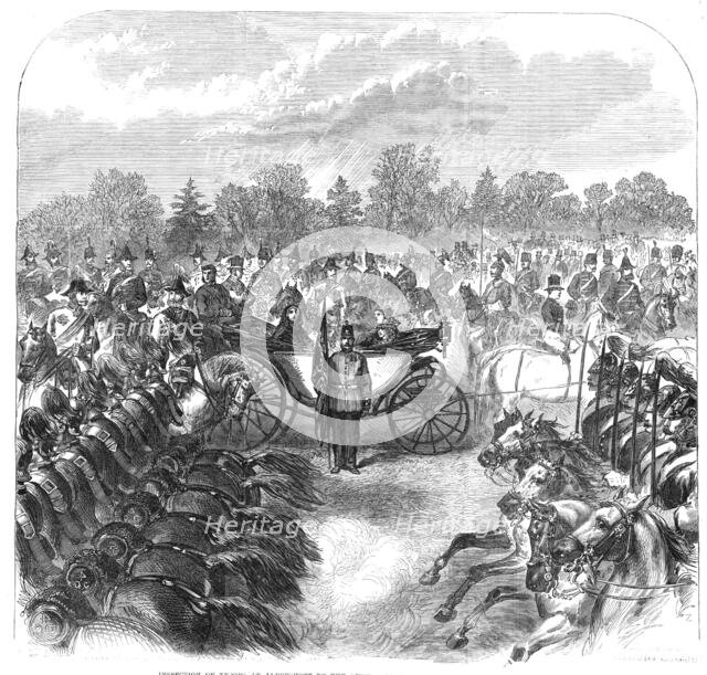 Inspection of Troops at Aldershott by the Queen: cavalry trotting past, 1868. Creator: Unknown.