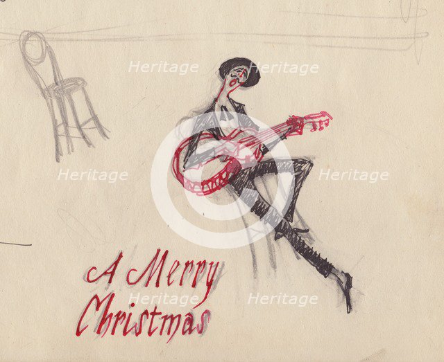 Man with guitar, c1950. Creator: Shirley Markham.