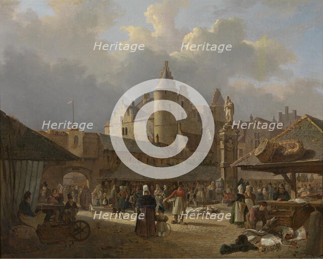 The Old Fish Market in Antwerp, 1833. Creator: Francois Antoine Bossuet.