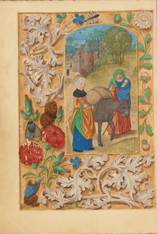 The Flight into Egypt; Crohin-La Fontaine Hours, (about 1480-1485?). Creators: Master of the Dresden Prayer Book, Workshop of the Master of the Dresden Prayer Book.