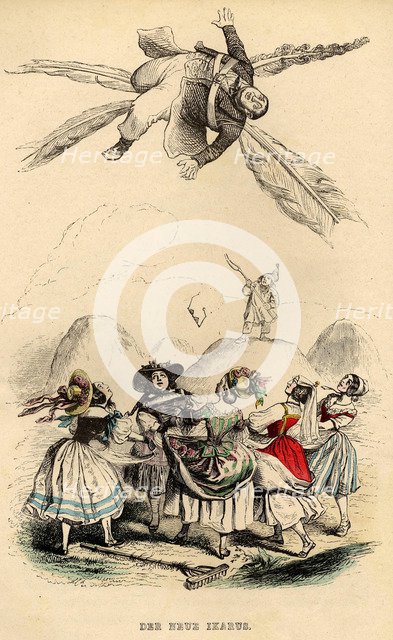 The new Icarus, 1840s. Artist: Grandville, Jean-Jacques (1803-1847)