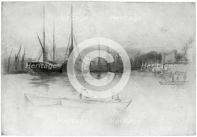 'Steamboats off the Tower', 1875 (1904).Artist: James Abbott McNeill Whistler