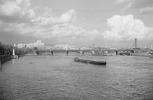 Hungerford Bridge and the River Thames, London, c1945-1965. Artist: SW Rawlings