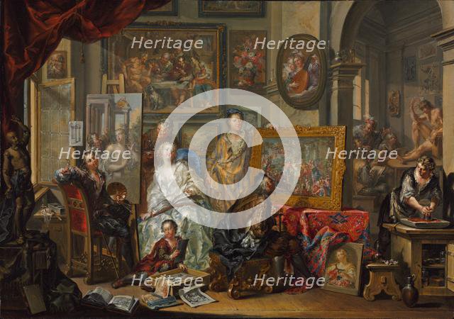 The Artist's Studio, 1740s-1750s. Creator: Johann Georg Platzer (Austrian, 1704-1761).