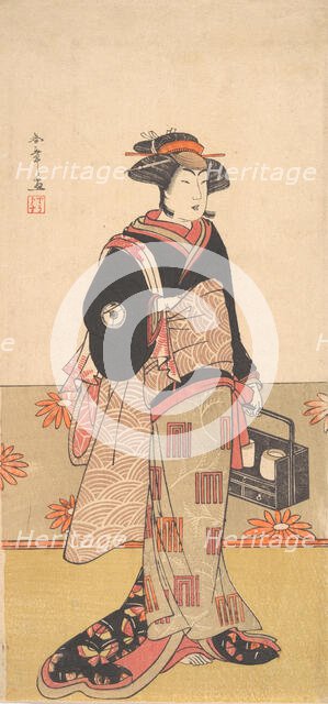 The Actor Iwai Hanshiro IV as a Woman in a Black Kimono, ca. 1780. Creator: Shunsho.