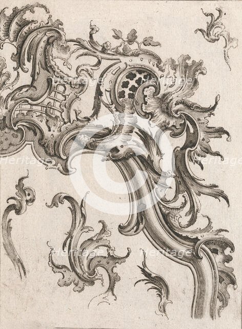 Various Designs for Rocaille Ornaments, Plate 2 from an Untitled Series of ..., Printed ca. 1750-56. Creator: Jacob Gottlieb Thelot.