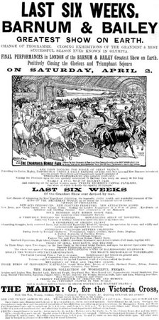 Advertisement for Barnum & Bailey's Greatest Show on Earth, 1898. Creator: Unknown.